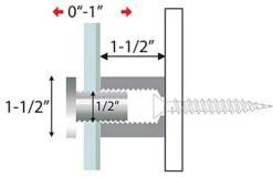 1-1/2 X 1-1/2 Through Grip Standoffs, Round, Set Of 4 - Silver -UZI Business Furniture Shop so4040sa.ra2 preview