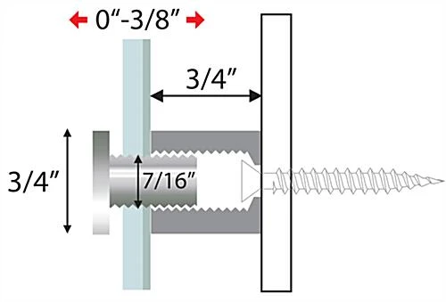 3/4 X 3/4 Through Grip Standoffs, Round, Stainless Steel, Set Of 4 - Silver 3 3/4 X 3/4 Through Grip Standoffs, Round, Stainless Steel, Set Of 4 - Silver - Image 3
