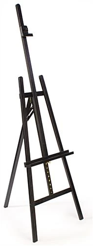 Wood Easel For Floor, Adjustable Top Clamp And Support Bar - Black