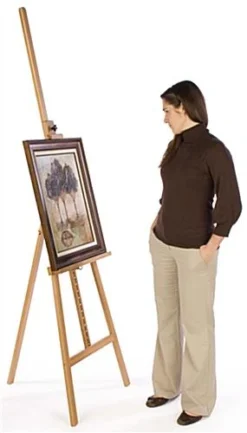 Wood Art Easel For Floor With Adjustable Top Clamp And Bottom Support Bar - Natural -UZI Business Furniture Shop tbasel051n.ra2 preview