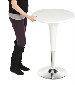 Pub Table Set With 1 Round Cocktail Table, 2 Height Adjustable ABS Stools - White -UZI Business Furniture Shop tsfurnk13.ra7 preview