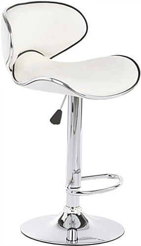 Pub Table Set With 1 Round Cocktail Table, 2 Adjustable Leatherette Stools - White 2 Pub Table Set With 1 Round Cocktail Table, 2 Adjustable Leatherette Stools - White - Image 2