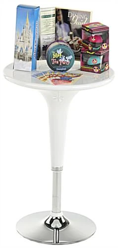 Pub Table Set With 1 Round Cocktail Table, 2 Adjustable Leatherette Stools - White 8 Pub Table Set With 1 Round Cocktail Table, 2 Adjustable Leatherette Stools - White - Image 8