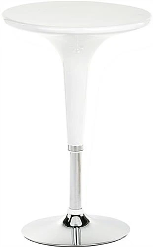 Pub Table Set With 1 Round Cocktail Table, 2 Adjustable Leatherette Stools - White 4 Pub Table Set With 1 Round Cocktail Table, 2 Adjustable Leatherette Stools - White - Image 4