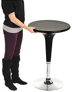Pub Table Set With 1 Round Cocktail Table, 2 Adjustable Leatherette Stools - Black -UZI Business Furniture Shop tsfurnk8.ra7 preview