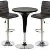 Pub Table Set With 1 Round Cocktail Table, 2 Adjustable Leatherette Stools - Black