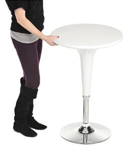 Pub Table Set With 1 Round Cocktail Table, 2 Adjustable Leatherette Stools - White -UZI Business Furniture Shop tsfurnk9.ra7 preview