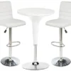 Pub Table Set With 1 Round Cocktail Table, 2 Adjustable Leatherette Stools - White