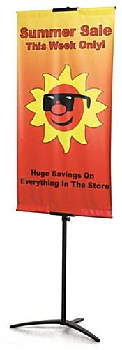 Banner Stand With Custom 24"w Graphic, Adjustable Height, Single Sided - Black