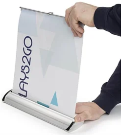 Tabletop Banner Stand For 11 X 16 Graphics, Retractable, Chrome Endcaps - Silver 10 Tabletop Banner Stand For 11 X 16 Graphics, Retractable, Chrome Endcaps - Silver -UZI Business Furniture Shop ttreta3.ra4 preview