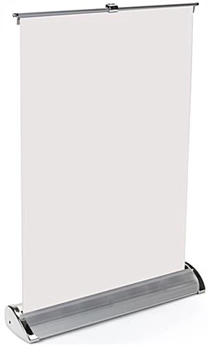 Tabletop Banner Stand For 11 X 16 Graphics, Retractable, Chrome Endcaps - Silver 1 Tabletop Banner Stand For 11 X 16 Graphics, Retractable, Chrome Endcaps - Silver