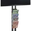 TV Stand W/ Wheels, 4-Pocket Literature Rack, For 32”-65”, Height Adjustable - Black