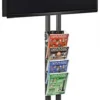 Double-Sided TV Stand W/ 4-Pocket Literature Holder, (2) 32”-65” Screens – Black