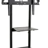 TV Stand For Floor With Wheels, Fits Monitors 40-80", Includes Camera Shelf - Black