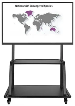 TV Stand W/ Wheels, 60 - 105" Screens, Height Adjustable, 2 AV Shelves - Black -UZI Business Furniture Shop tvlm330.ra2 preview