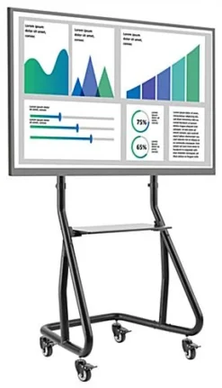 TV Stand W/ Wheels, 60 - 105" Screens, Height Adjustable, AV Shelf - Black