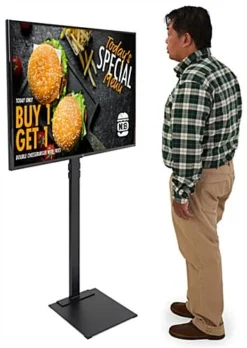 TV Stand With Tilting & Swiveling Bracket, Fits Monitors 32”-70” - Black -UZI Business Furniture Shop tvsvm3270b.ra5 preview