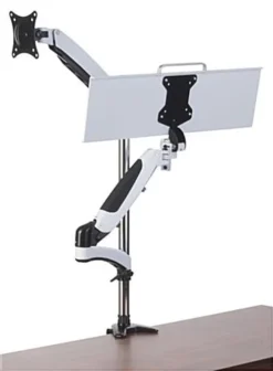 Workstation For Tabletop, Fits 15”–27” Monitors, Keyboard & Mouse Tray - White -UZI Business Furniture Shop vmsswdm27.ra2 preview