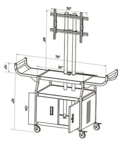 TV Cart With Mount For Monitors Up To 80", 2 Curved Handles, Locking Cabinet - Black -UZI Business Furniture Shop vtilcav80.ra7 preview