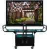 TV Cart With Mount For Monitors Up To 80", 2 Curved Handles, Locking Cabinet - Black