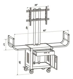 TV Stand With Wheels, Fits Monitors Up To 65", 2 Curved Handles - Black -UZI Business Furniture Shop vtilcdav65.ra7 preview