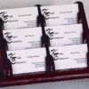 3-Tiered Business Card Holder For Tabletops, 6 Pockets, Wood - Red Mahogany