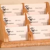 3-Tiered Business Card Holder For Tabletops, 6 Pockets, Wood - Oak
