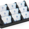 3-Tiered Business Card Holder For Tabletops, 9 Pockets, Wood - Black