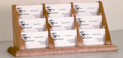 3-Tiered Business Card Holder For Tabletops, 9 Pockets, Wood - Oak