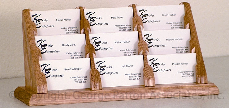 3-Tiered Business Card Holder For Tabletops, 9 Pockets, Wood - Oak 1 3-Tiered Business Card Holder For Tabletops, 9 Pockets, Wood - Oak