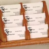 3-Tiered Business Card Holder For Tabletops, 6 Pockets, Wood - Medium Oak