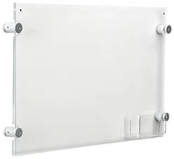 17 X 11 Acrylic Sign Holder For Wall, Business Card Pocket, Silver Standoffs - Clear -UZI Business Furniture Shop wms01711cr.ra3 preview