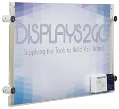 17 X 11 Acrylic Sign Holder For Wall, Business Card Pocket, Silver Standoffs - Clear