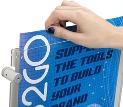 8.5 X 11 Acrylic Sign Holder For Wall, Business Card Pocket, Silver Standoffs - Clear -UZI Business Furniture Shop wms08511cr.ra4 preview