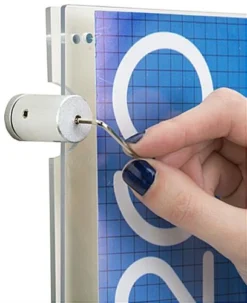 8.5 X 11 Acrylic Sign Holder For Wall, Business Card Pocket, Silver Standoffs - Clear -UZI Business Furniture Shop wms08511cr.ra5 preview