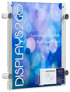 8.5 X 11 Acrylic Sign Holder For Wall, Business Card Pocket, Silver Standoffs - Clear