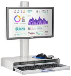 Workstation For Wall, Fits Monitors Up To 43 Inches, Keyboard & Mouse Tray - White -UZI Business Furniture Shop wmworkst.ra2 preview