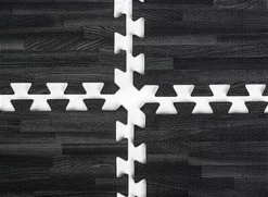Black Wood Grain Floor Mats – 10’ X 10’ Soft Foam Flooring