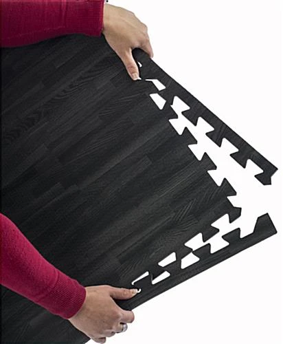 Black Wood Grain Floor Mats – 10’ X 10’ Soft Foam Flooring 6 Black Wood Grain Floor Mats – 10’ X 10’ Soft Foam Flooring - Image 6