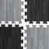10’ X 10’ Interlocking Foam Mats, Set Of 26 Flooring Tiles - Black & Gray Wood Grain