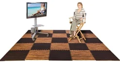 10’ X 10’ Interlocking Foam Mats, 26 Flooring Tiles - Cherry & Dark Oak Wood Grain -UZI Business Furniture Shop wommchdo rw preview