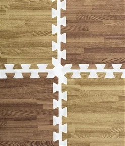 10’ X 10’ Interlocking Foam Mats, 26 Flooring Tiles - Dark & Light Oak Wood Grain