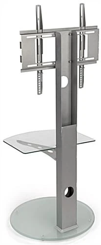 TV Stand For Floor With Adjustable Glass Shelf, Fits Monitors 25 - 52-Inch - Silver 3 TV Stand For Floor With Adjustable Glass Shelf, Fits Monitors 25 - 52-Inch - Silver - Image 3