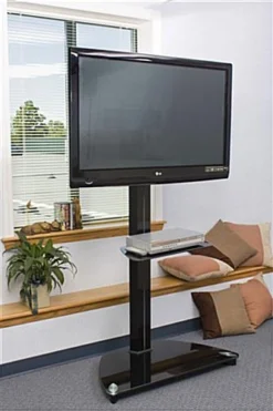 TV Stand For Floor With Glass Shelf, Fits Monitors 37 To 70-Inch, Tilting - Black -UZI Business Furniture Shop wxntvgbt.ra3 preview